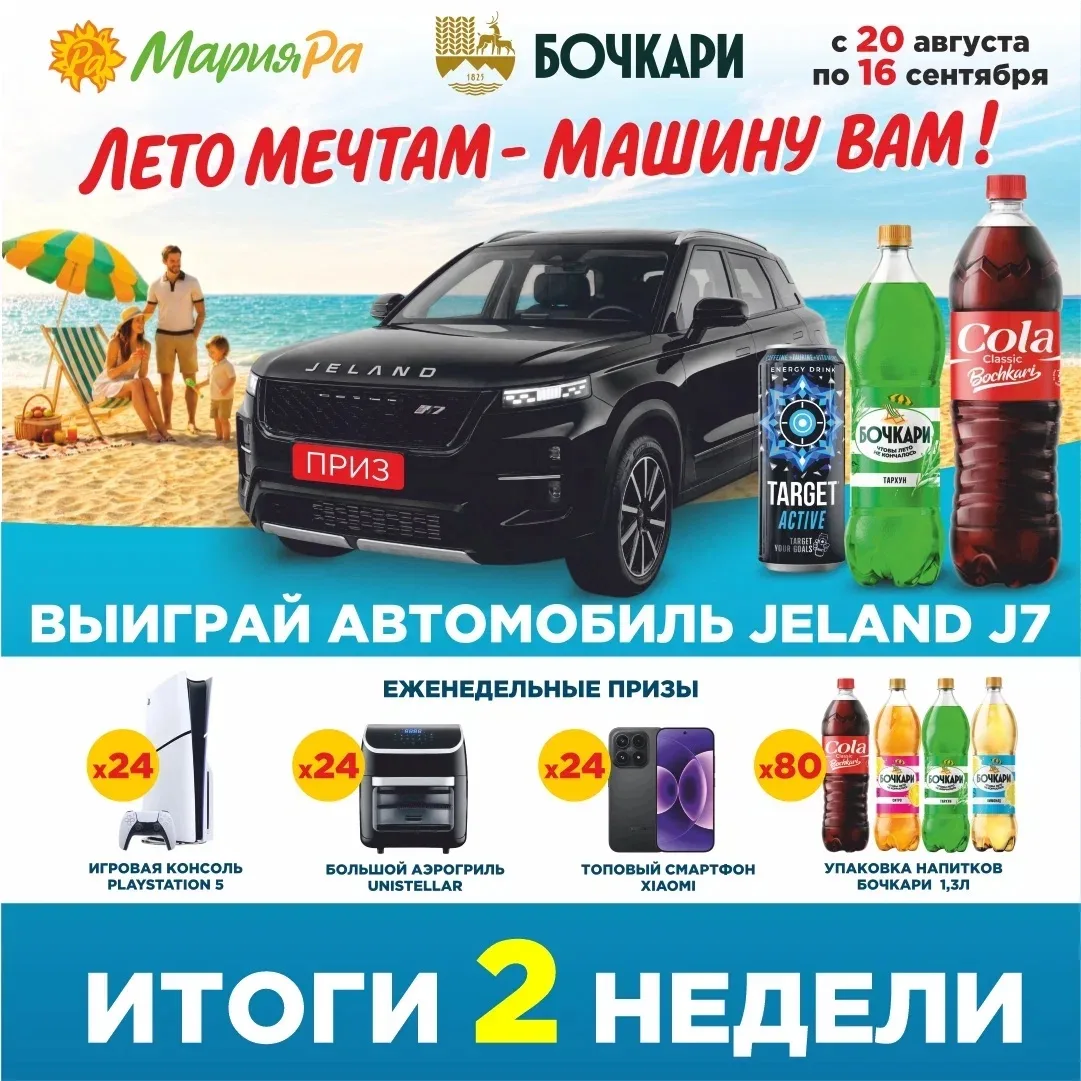 🎉 Вторые итоги акции «ЛЕТО МЕЧТАМ - МАШИНУ ВАМ!»