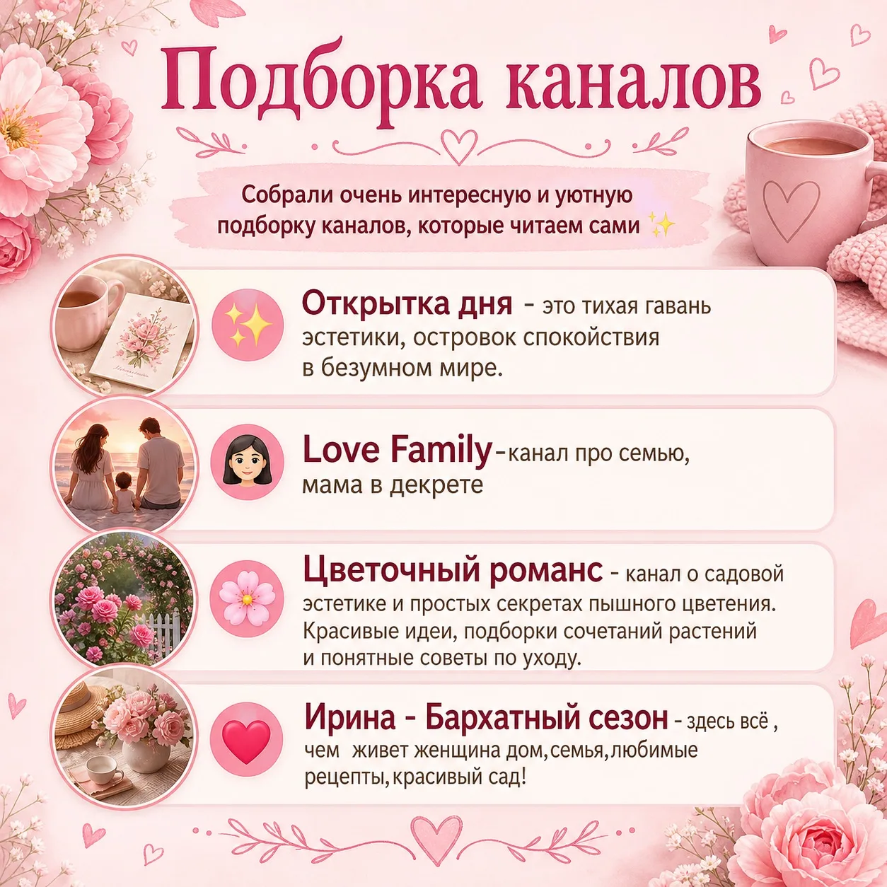 Собрали очень интересную и уютную подборку каналов, которые читаем сами ✨