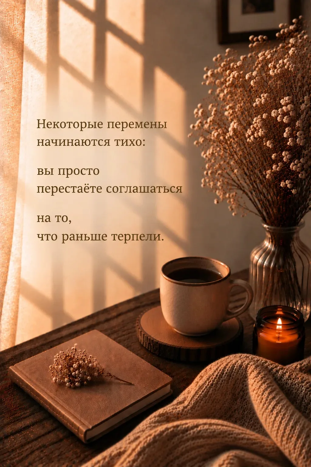 Некоторые перемены начинаются тихо: вы просто перестаёте соглашаться на то, что раньше ...