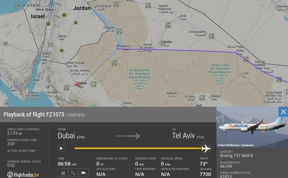 Самолет Flydubai в Саудовской Аравии посадили россиянин и украинец, пишет Israel Hayom ...