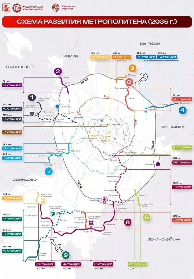 Схема развития метро до 2035 года