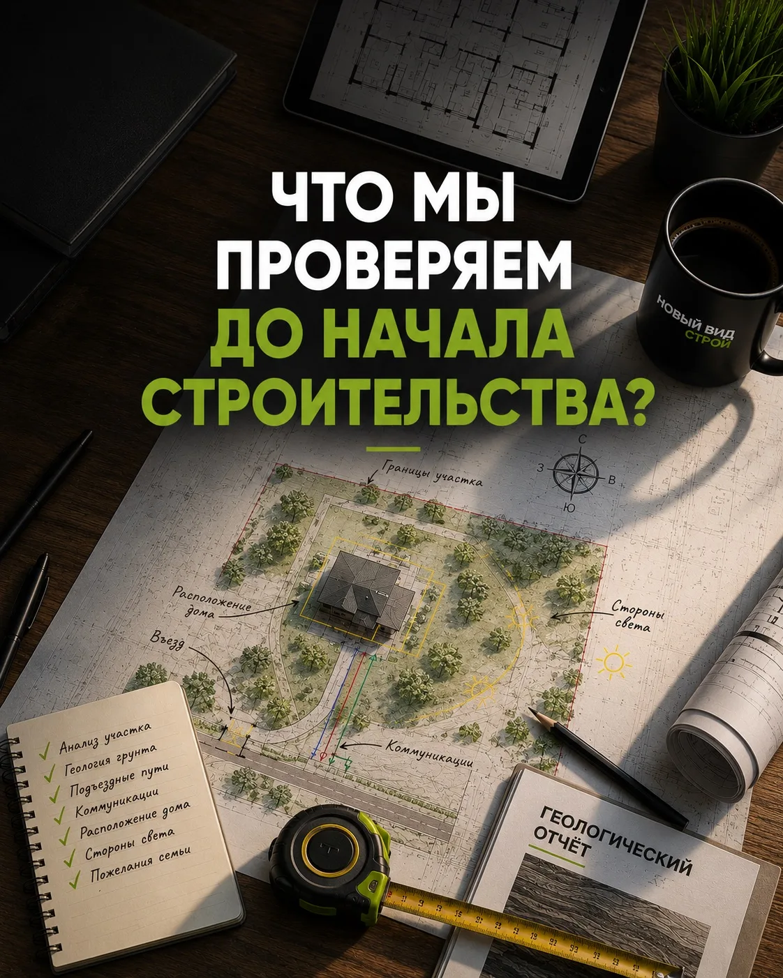 Перед тем как приступить к строительству, мы анализируем десятки параметров.
