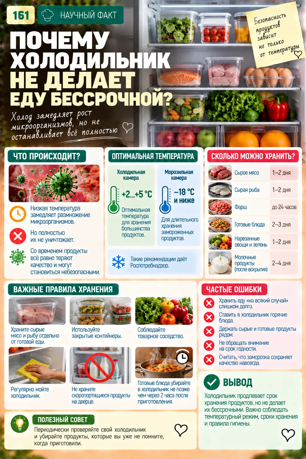 🧠 ПОЧЕМУ ХОЛОДИЛЬНИК НЕ ДЕЛАЕТ ЕДУ БЕССРОЧНОЙ?