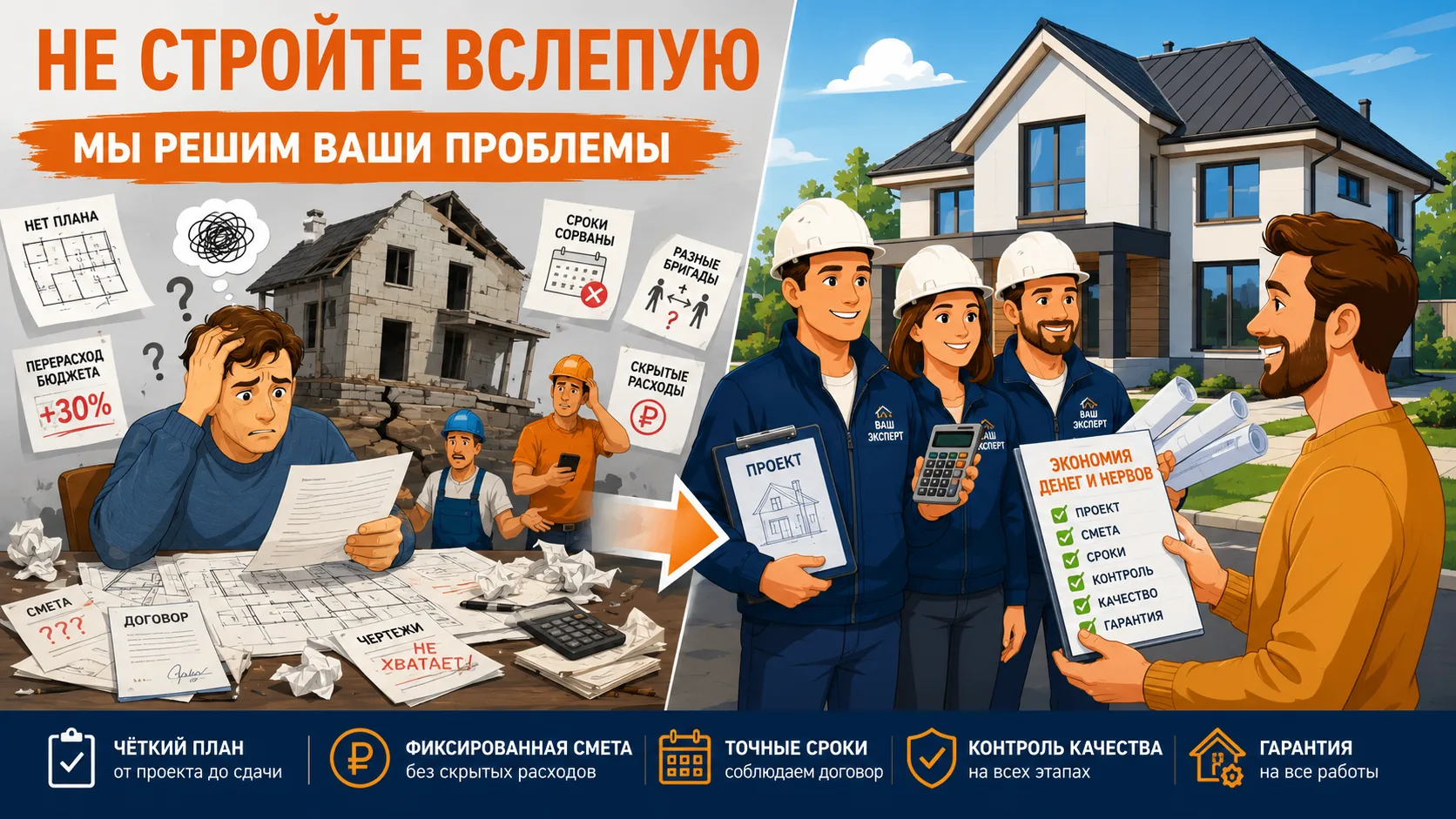 🚀 МЫ — ВАШ НАВИГАТОР НА СТРОЙКЕ
Стройка — это не про «как красиво». Это про «как не прогореть на ка