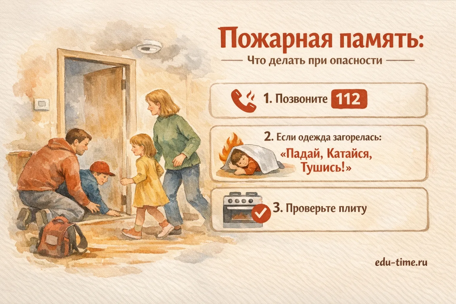 Пожарная память: что делать при опасности 🔥

Пожар — редкое, но серьёзное происшествие. Для детей в