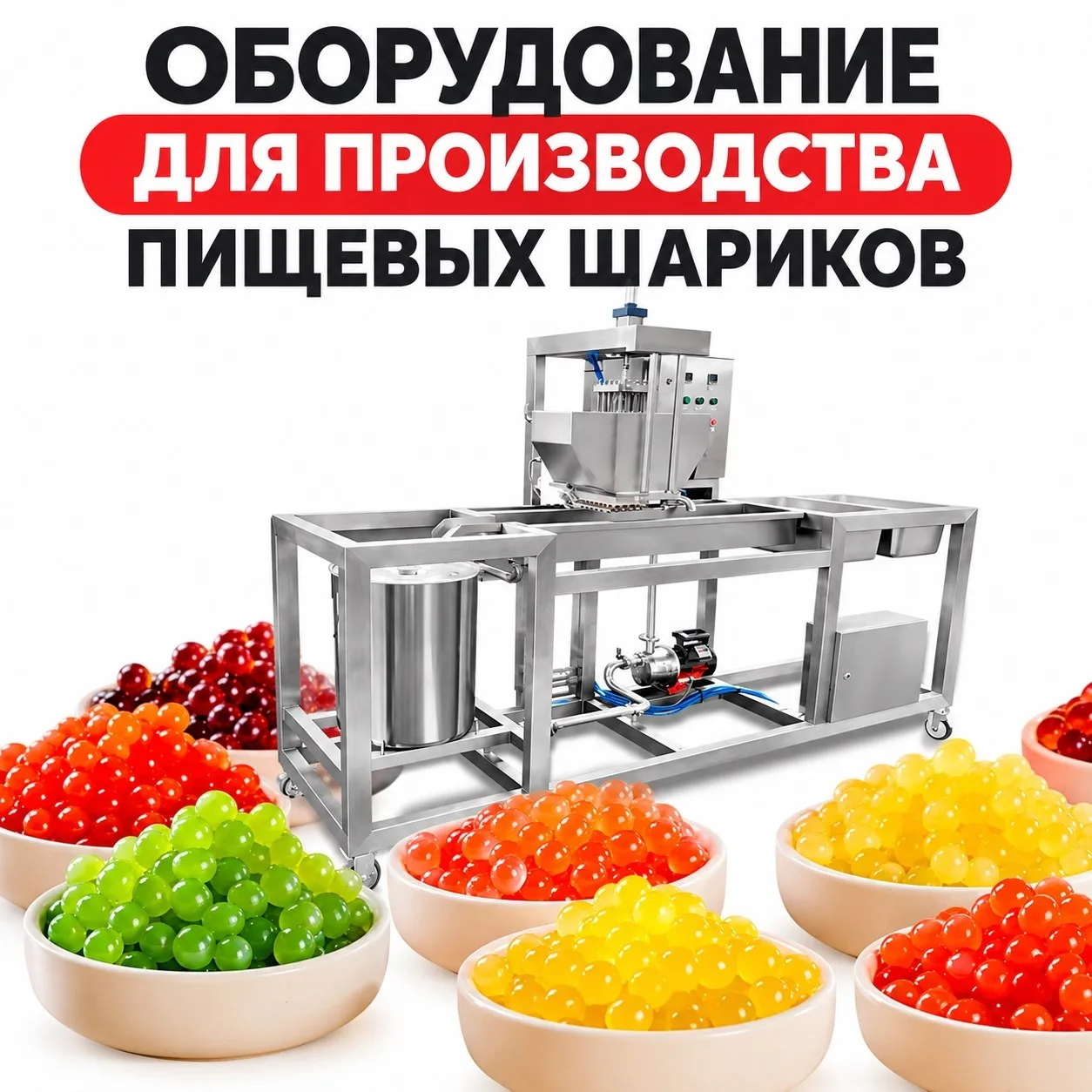 Автоматическая линия для производства тапиоковых, желейных и фруктовых шариков — для на...