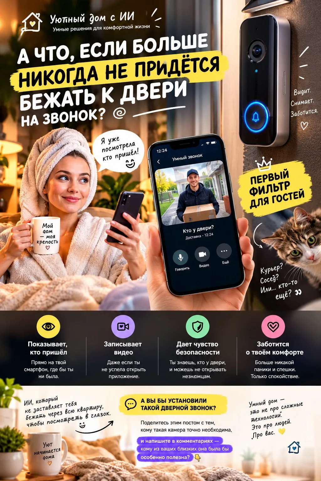 🚪 А ЧТО, ЕСЛИ БОЛЬШЕ НИКОГДА НЕ ПРИДЁТСЯ БЕЖАТЬ К ДВЕРИ НА ЗВОНOК?😱