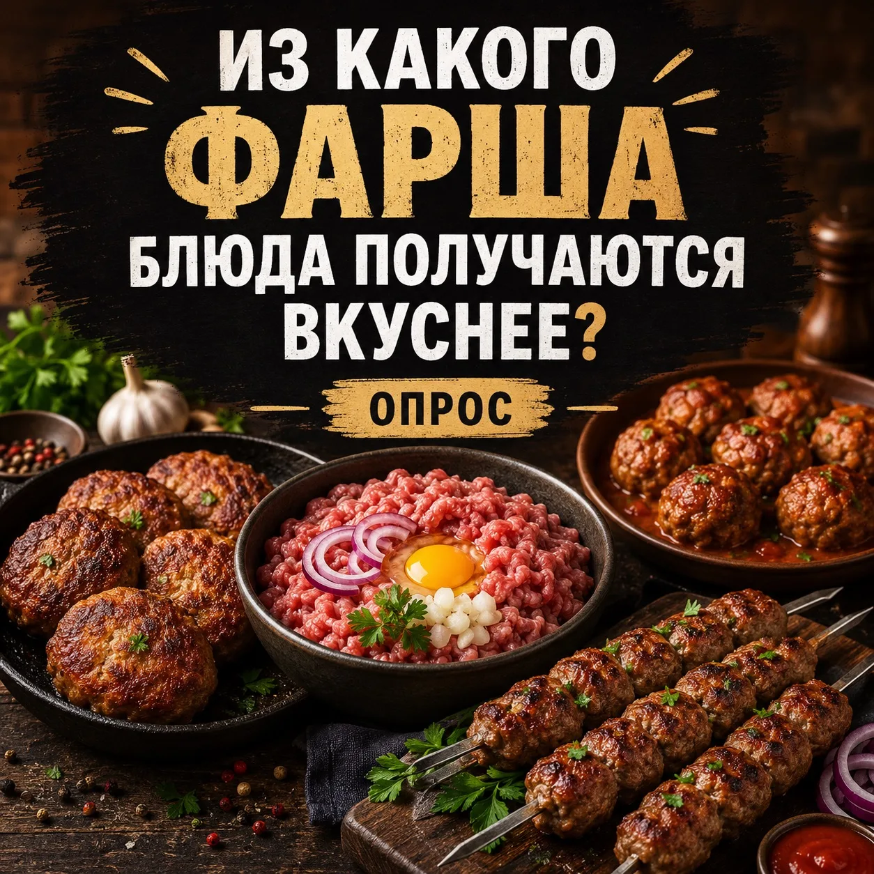 🥩 Домашние котлеты победили с большим отрывом. Теперь разберёмся с основой: 
🥩 Из какого фарша блю