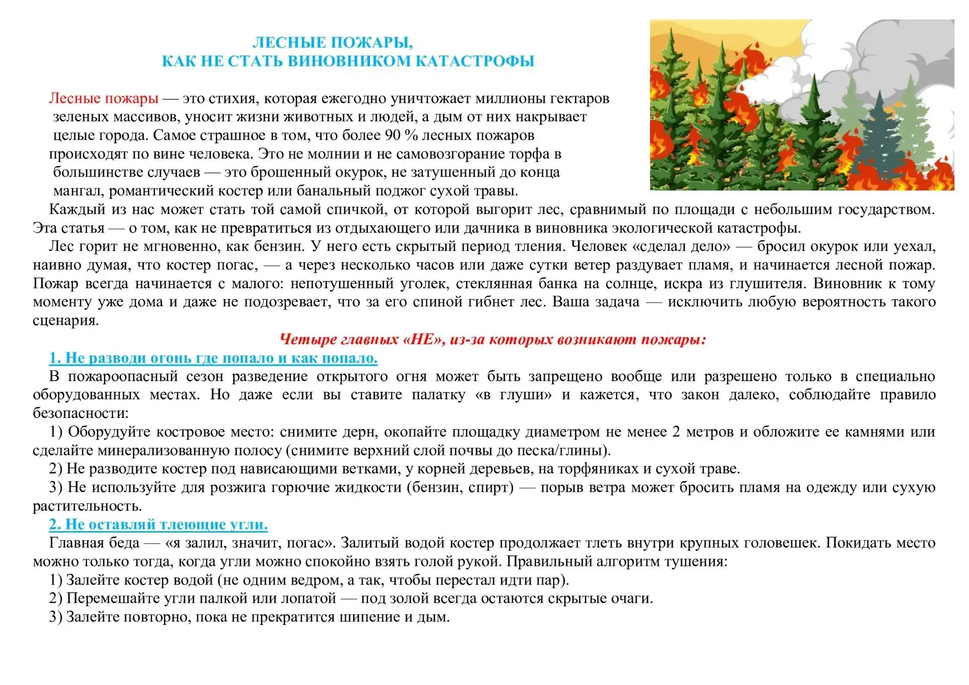 Лесные пожары, как не стать виновником катастрофы