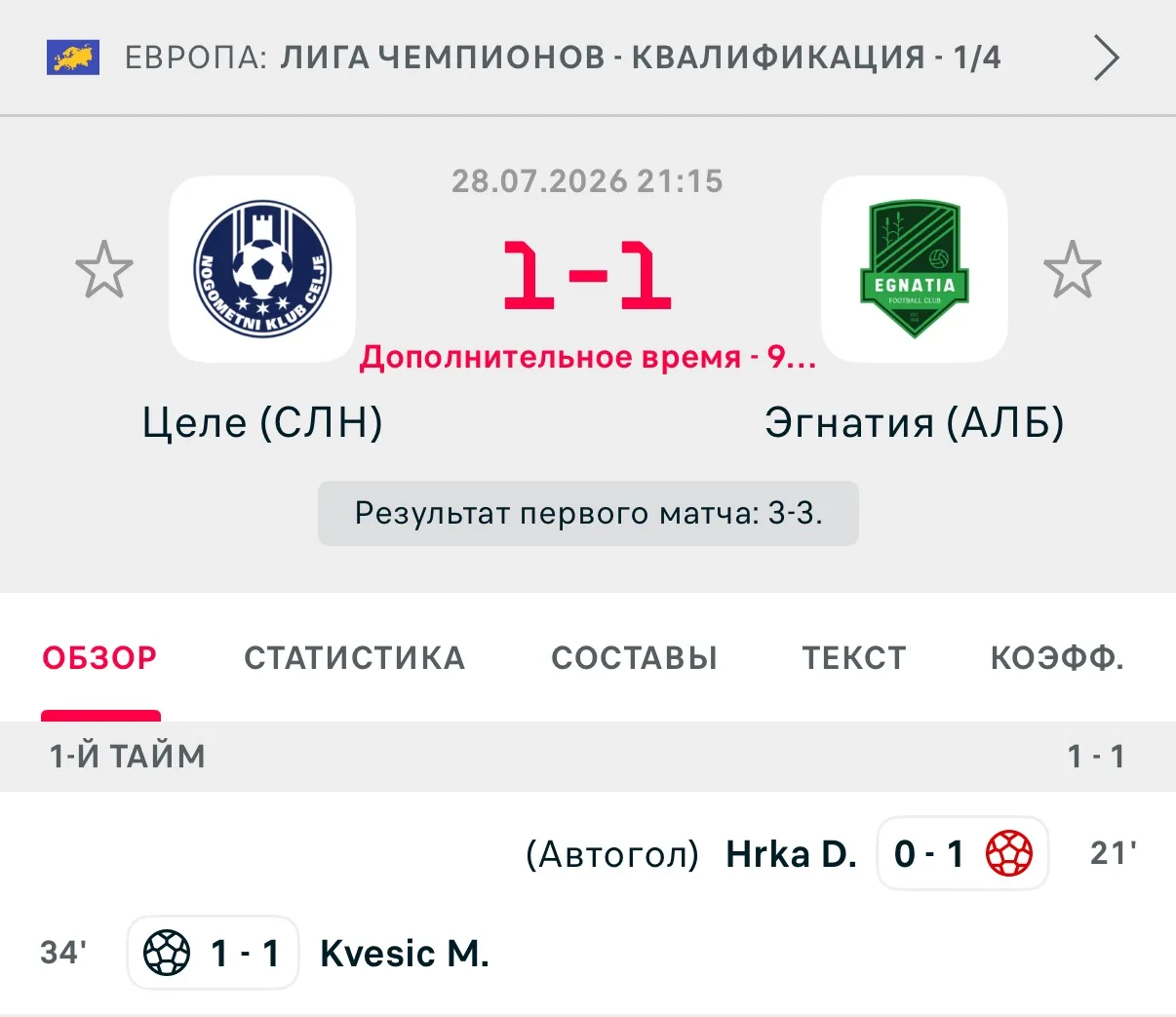 И не думал, что после такого первого тайма не увидим ни одного гола. Целе забили аж два...