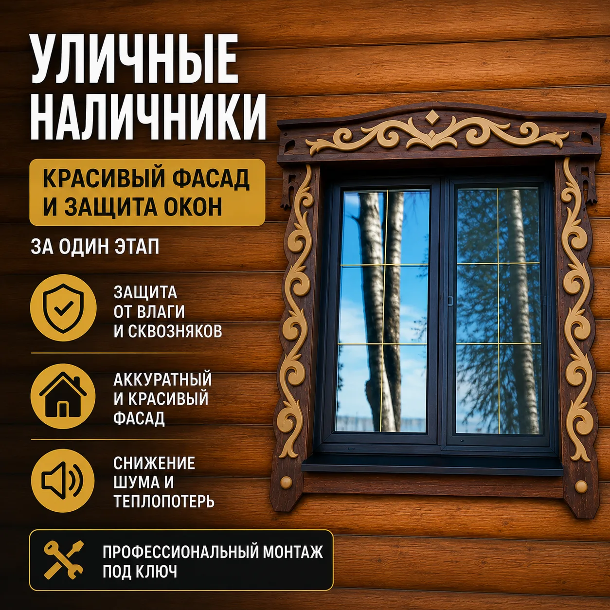 Уличные наличники: красивый фасад и защита окон за один этап