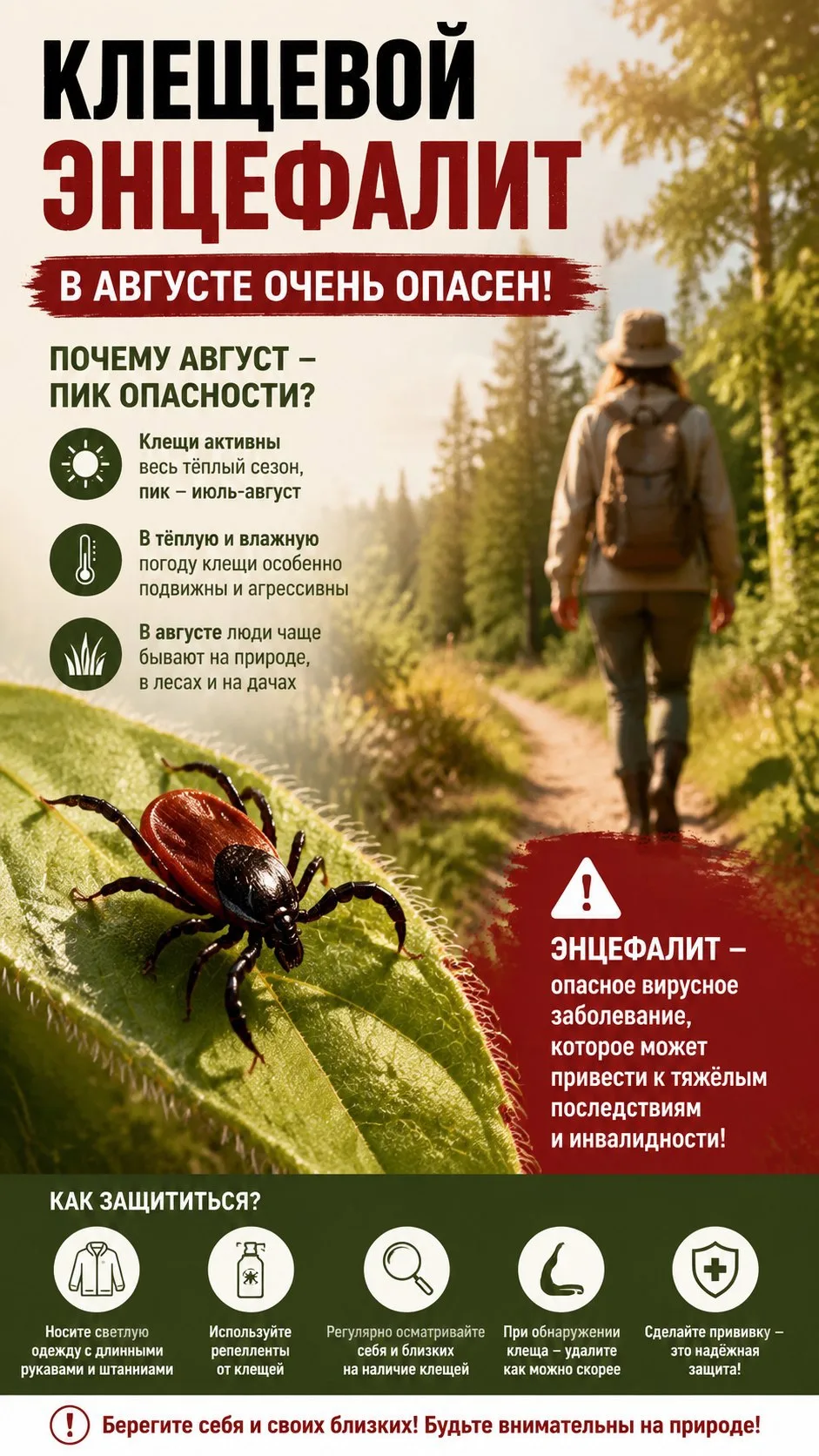 Опасен ли клещевой энцефалит в августе?
