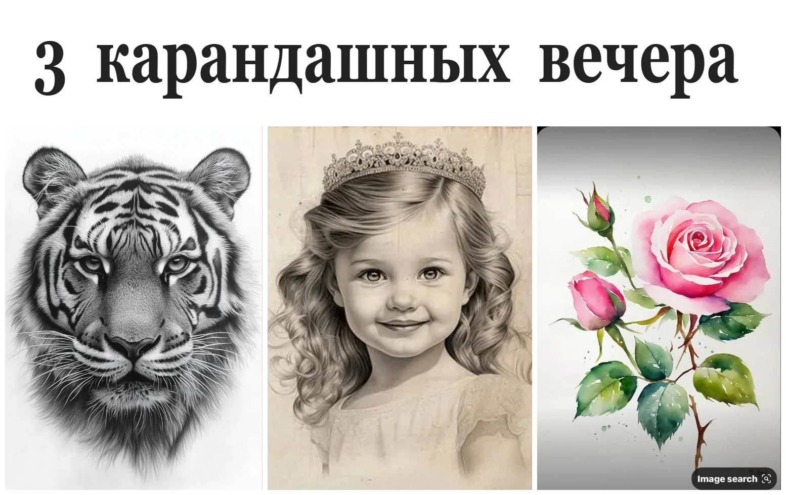 Друзья, я буду рисовать портрет, тигра и розы на марафоне: «Три карандашных вечера» и приглашаю вас 