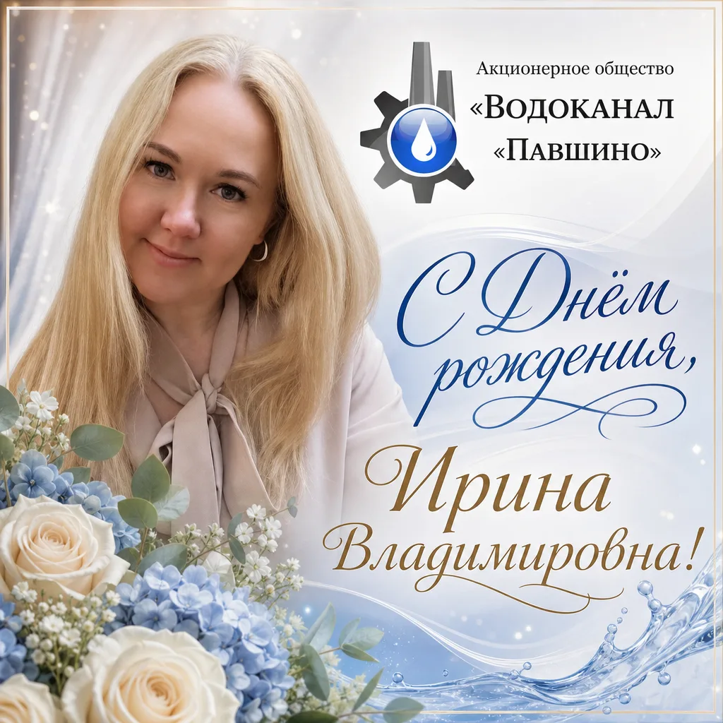 🎉 Генеральный директор компании «Водоканал «Павшино» Ирина Владимировна Данилова отмеч...