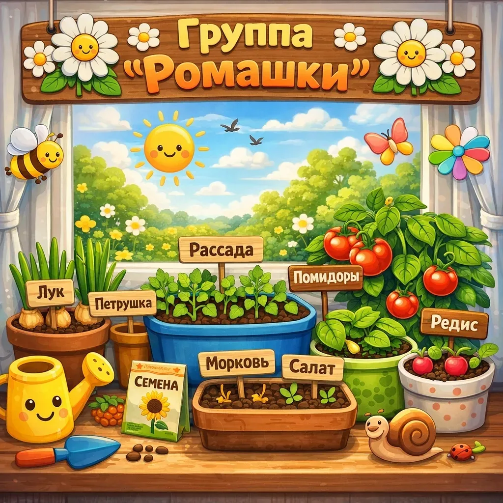 В группе "Ромашки" ребята с энтузиазмом взялись за дело и организовали настоящий огород...