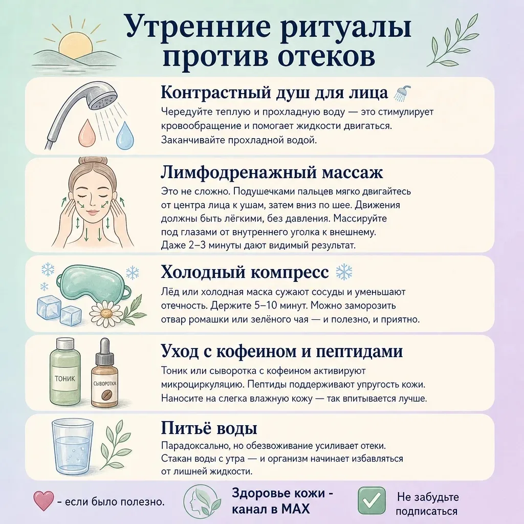 🌝 Утренние ритуалы против отеков