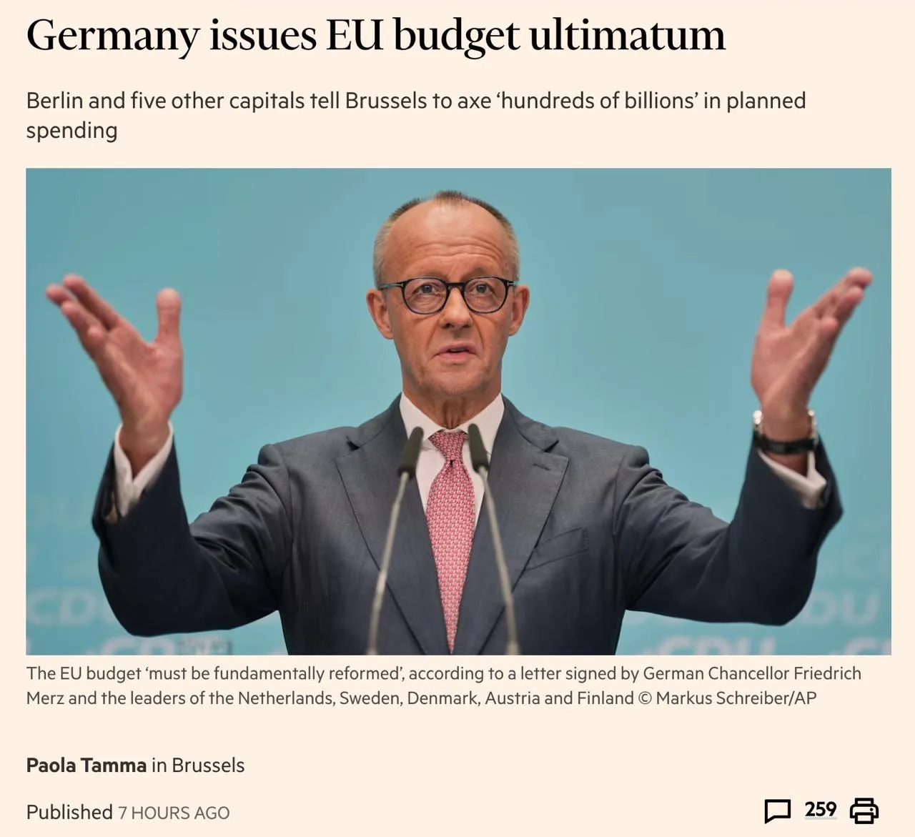 Financial Times: Шесть европейских стран отказываются принимать следующий семилетний бю...