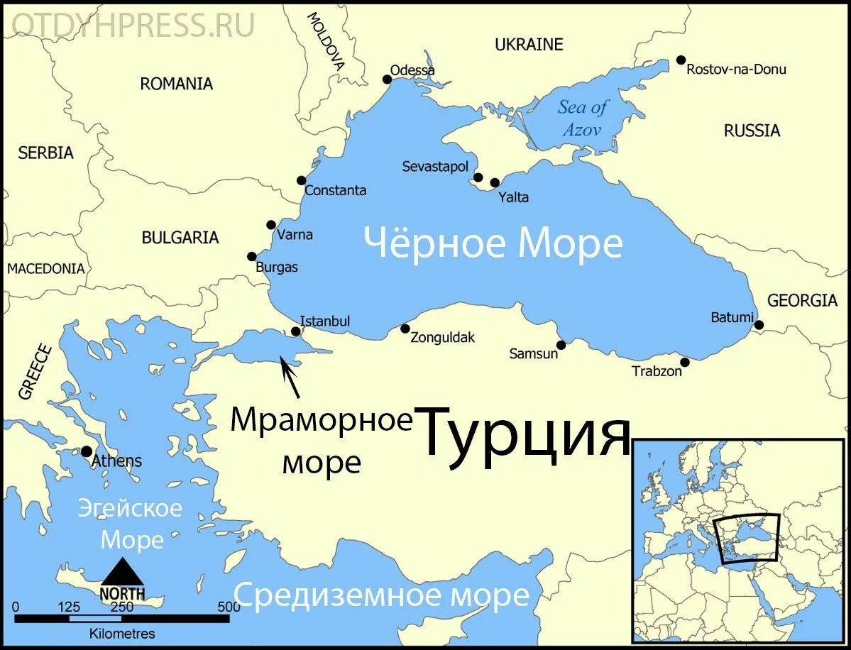 МОРЯ В ТУРЦИИ

Турцию омывают четыре моря:
- Средиземное,
- Эгейское,
- Мраморное,
- Черное.

Главны