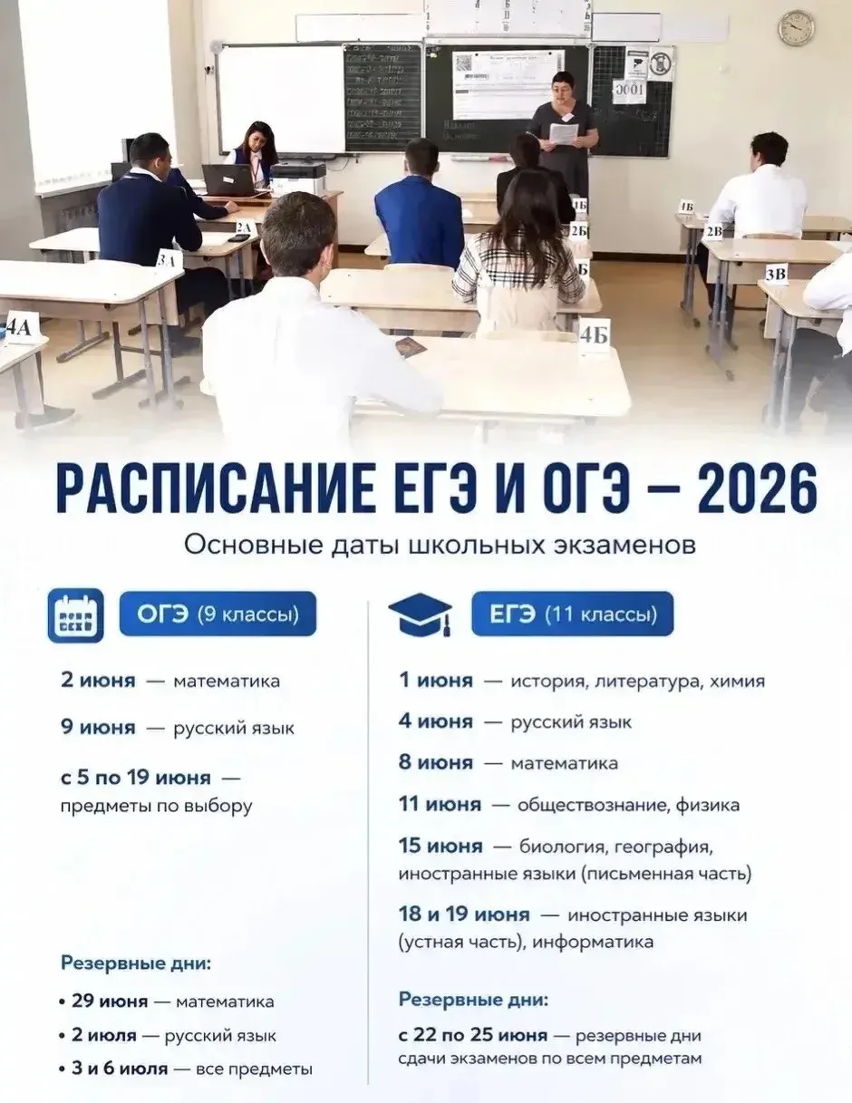 Расписание ЕГЭ и ОГЭ — 2026