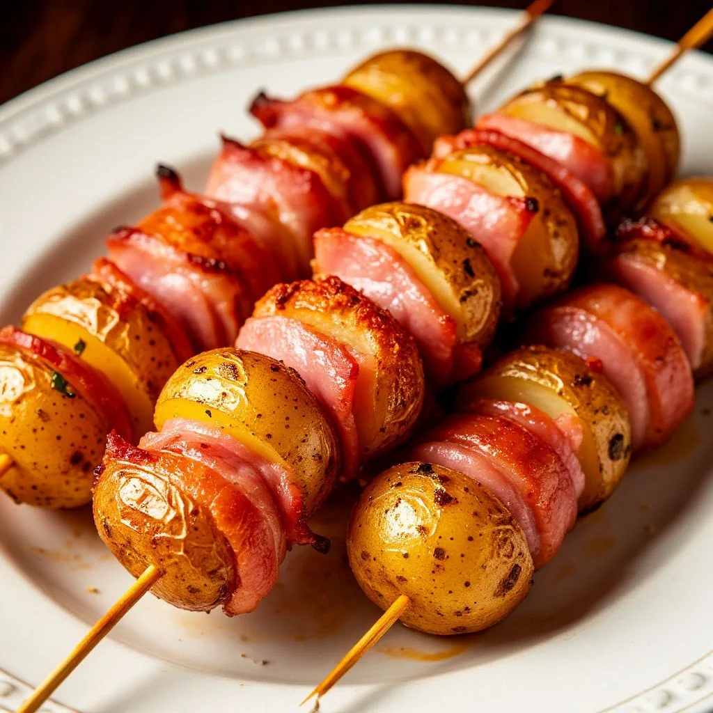 Ленивый картофель с грудинкой в аэрогриле 🥓  ⏱️ Время: 15–20 мин 🌡 Температура: 180°C 💨 Режим: Мясо 