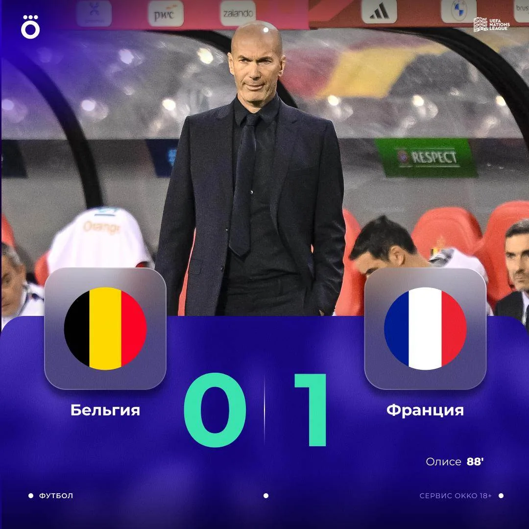 Вторая победа подряд сборной Франции со счетом 1:0. Бельгия почти удержала нулевую ничь...