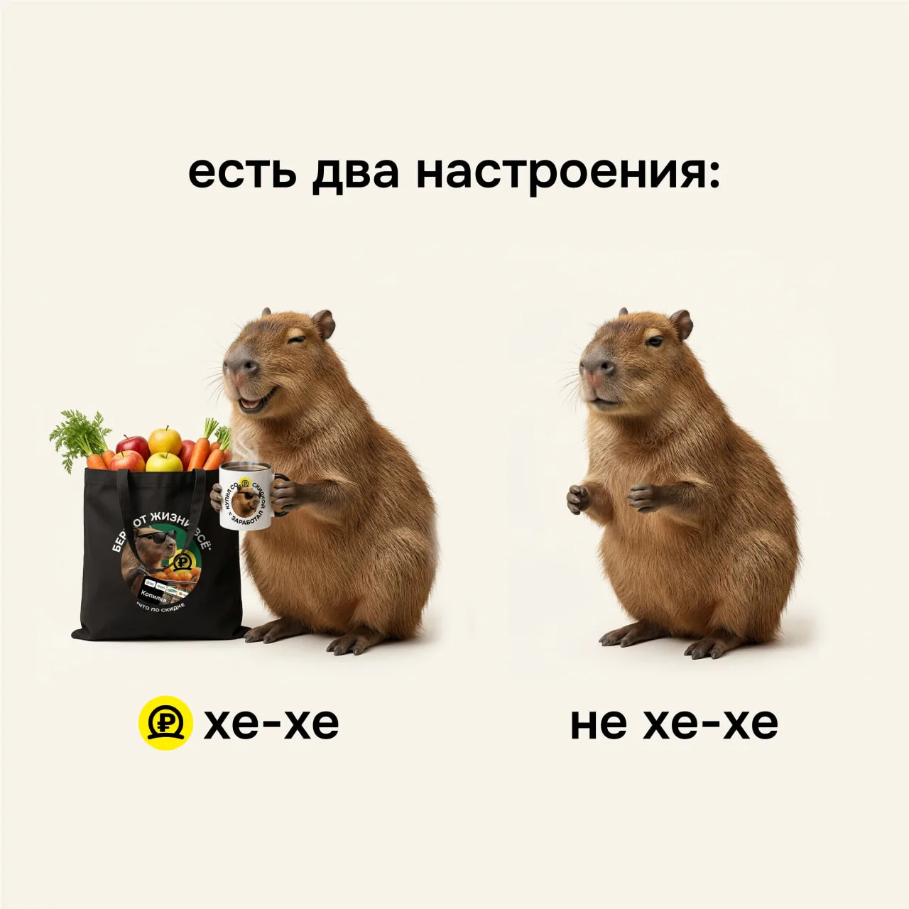 😁 Выбирайте свой комфорт и хорошее настроение — участвуйте в розыгрыше мерча с капибарой!