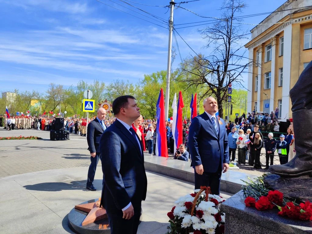 В честь празднования 81-й годовщины Победы в Великой Отечественной войне у памятника Воину-победител