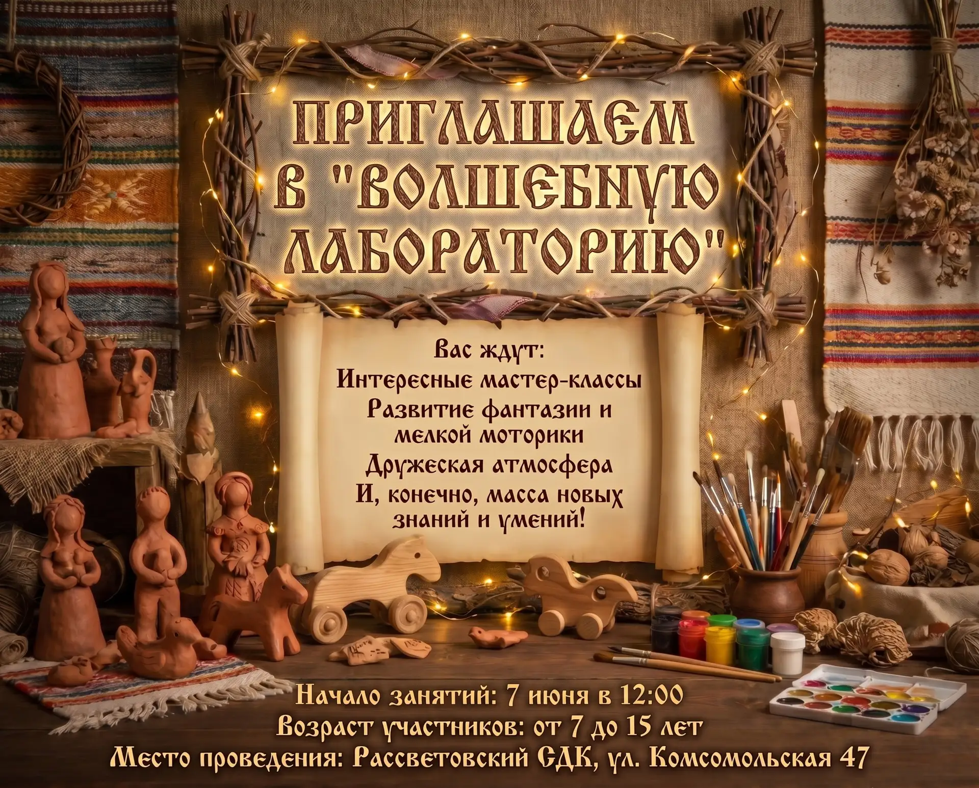 🎨✨ ПРИГЛАШАЕМ В "ВОЛШЕБНУЮ ЛАБОРАТОРИЮ" ДЕКОРАТИВНО-ПРИКЛАДНОГО ИСКУССТВА! ✨🎨