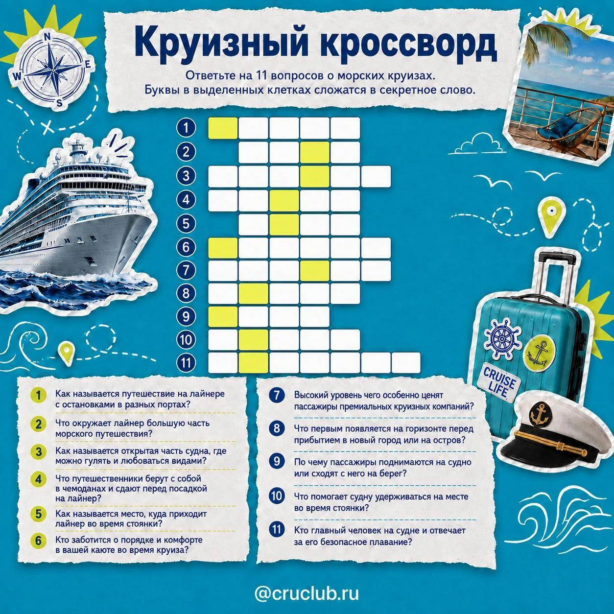 Проверим, насколько хорошо вы знаете морские круизы. Уровень лёгкий 🧩