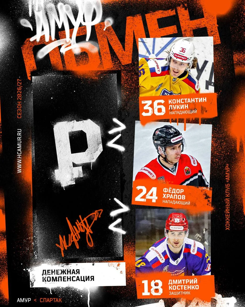 🔴🐅 «Спартак» обменял Константина Лукина, Фёдора Храпова и права на Дмитрия Костенко в «Амур» на де