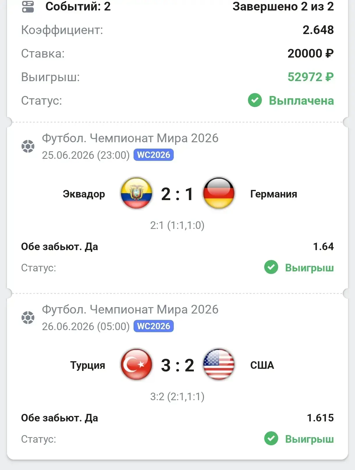 Отчет по вип ставкам за 25.06