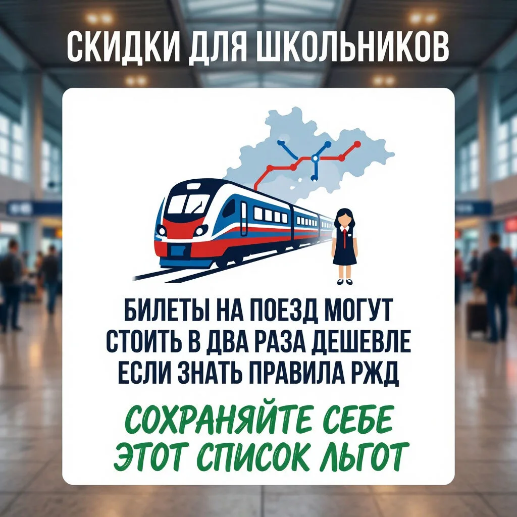 Скидки для школьников на железнодорожном транспорте! 🚂

Билеты на поезд могут стоить в два раза деш