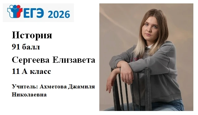 🎉 Гордость нашей школы! 🎉

Ученица 11А класса Сергеева Елизавета 🏆 сдала ЕГЭ по истории на 91 бал
