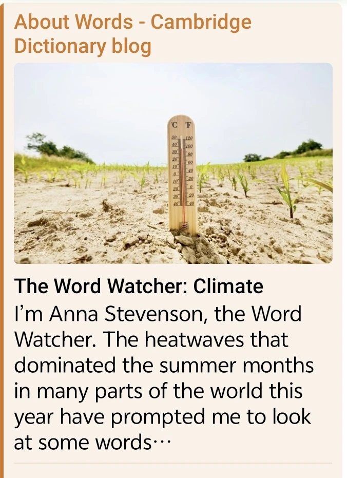 Todays thoughts are on climate !
