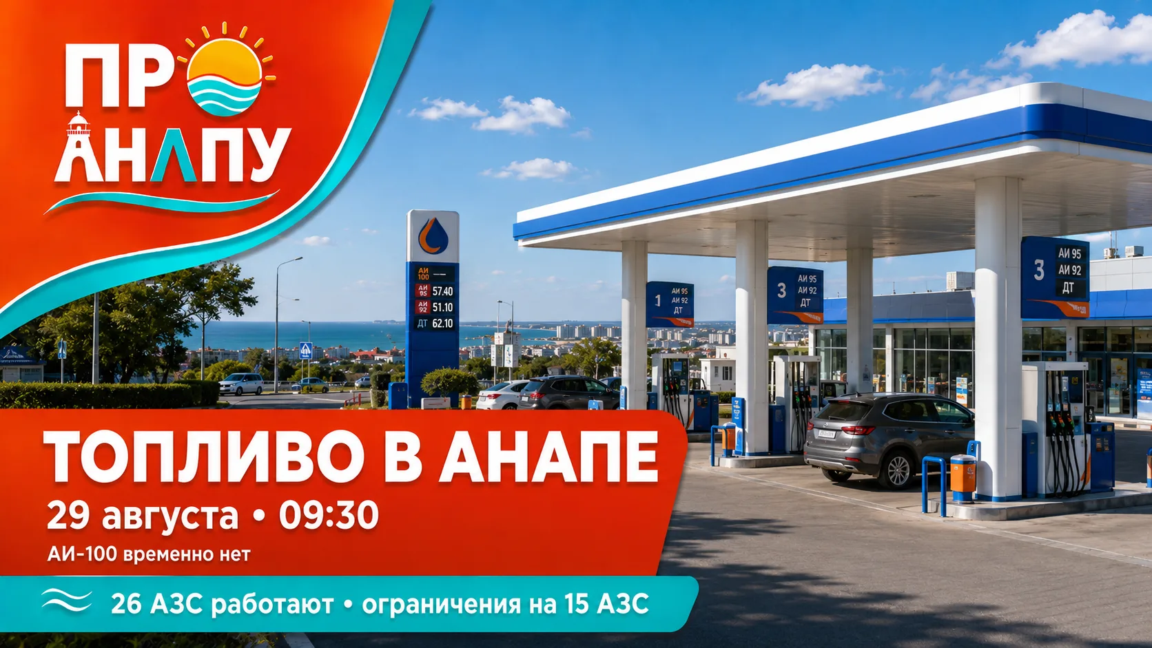 В Анапе обновили данные по топливу: сегодня работают 26 АЗС