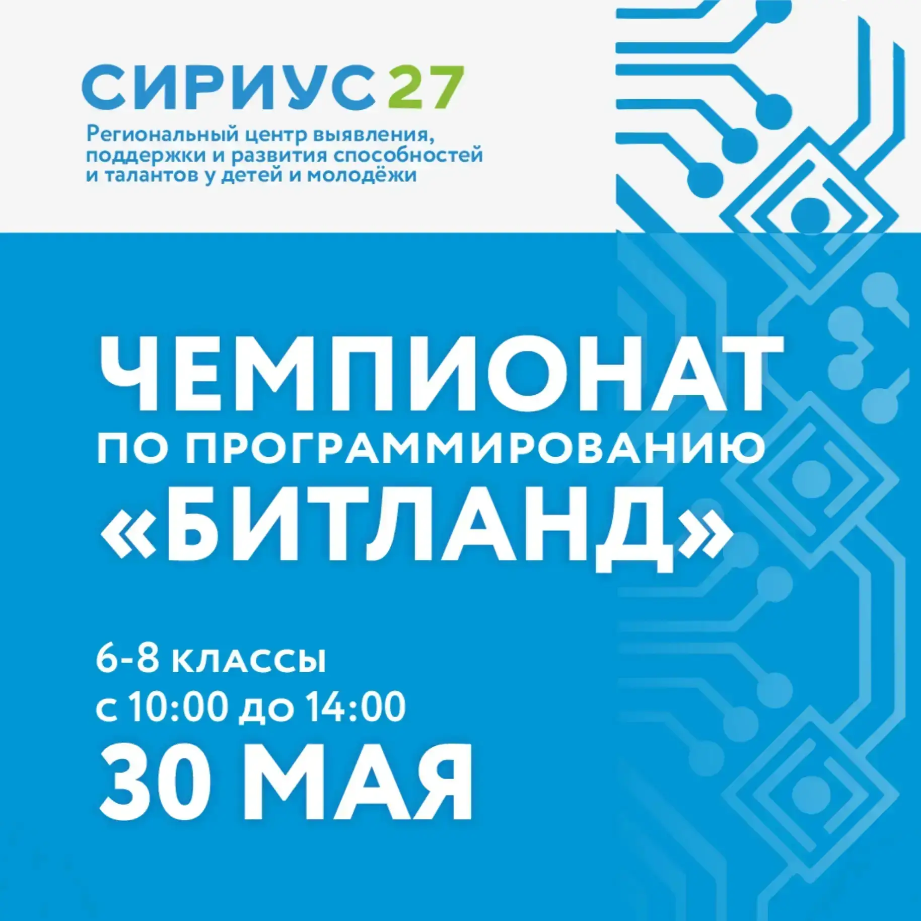 🚀 Приглашаем учащихся 6-8 классов на Чемпионат по программированию «Битланд»!