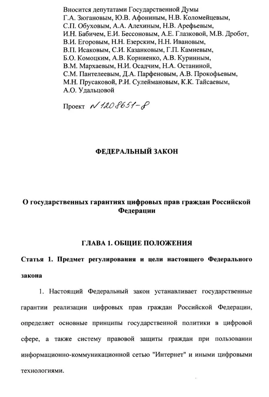 В Госдуму внесли законопроект о праве на Интернет