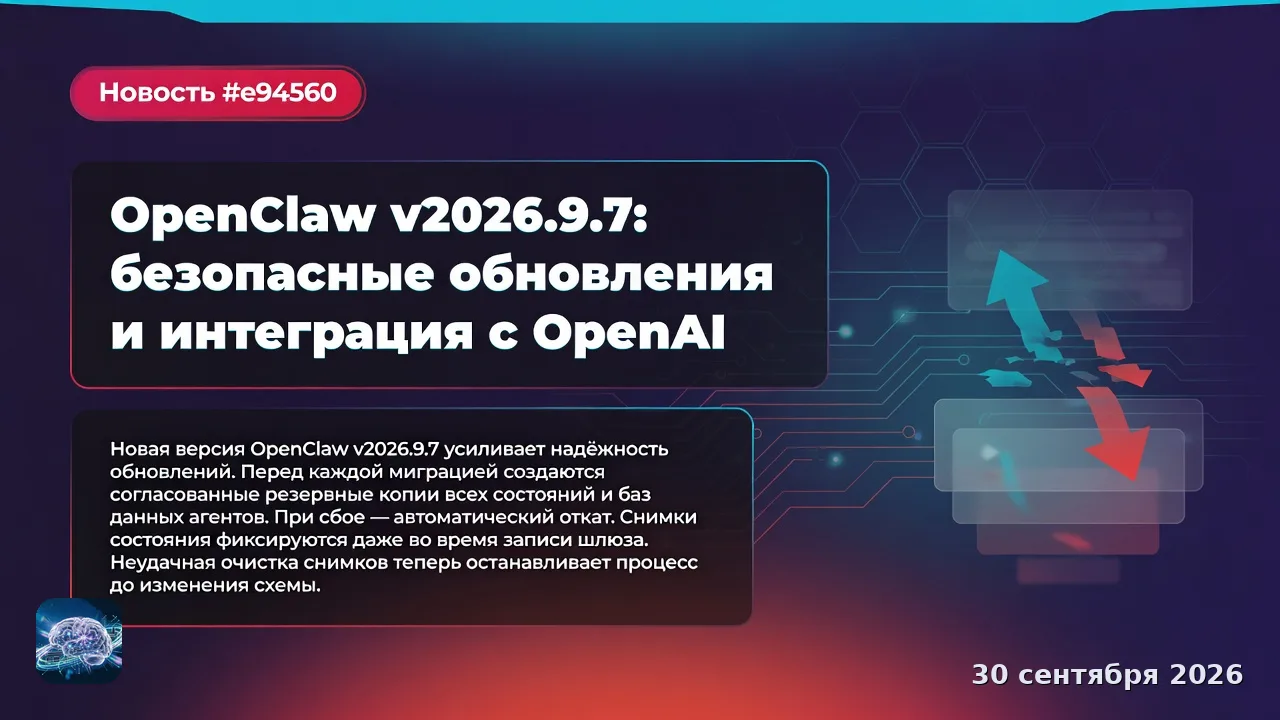 OpenClaw v2026.9.7: безопасные обновления и интеграция с OpenAI