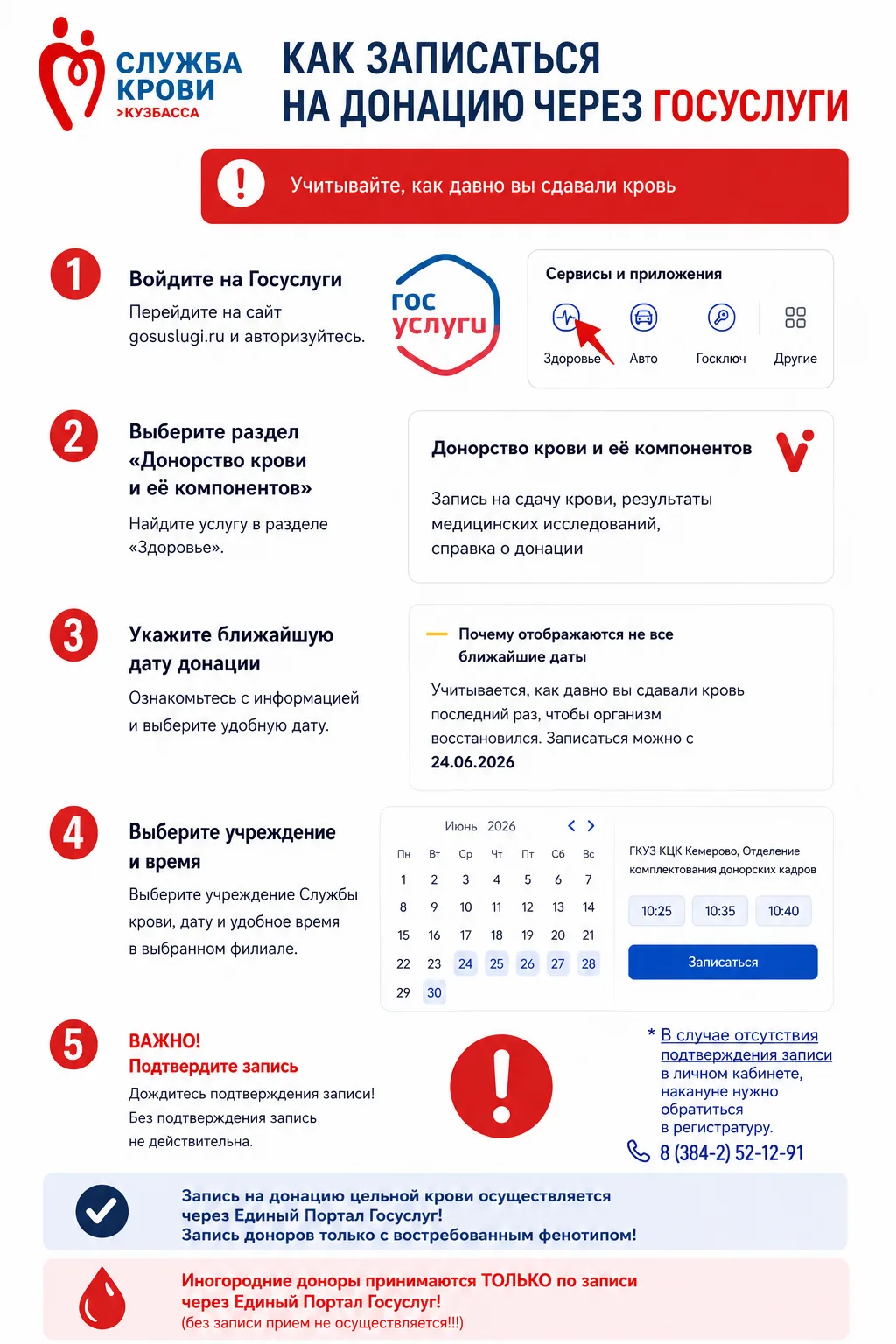 Уважаемые доноры!

В Кузбасском центре крови действует предварительная запись на донацию цельной кро