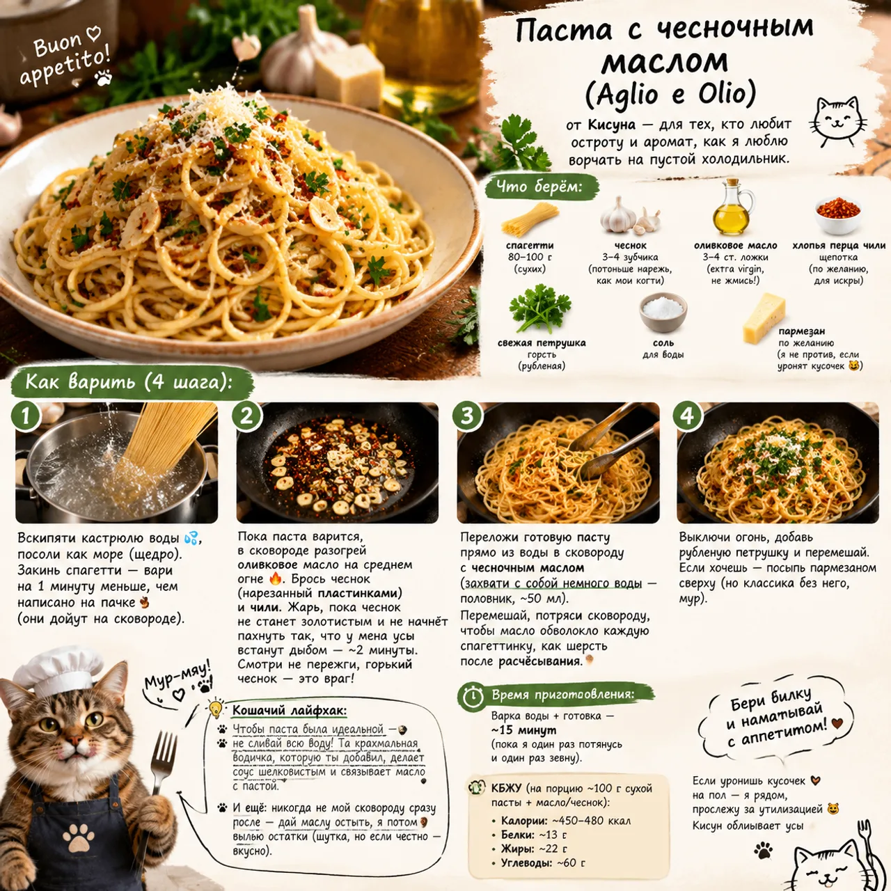 🍝 Паста с чесночным маслом