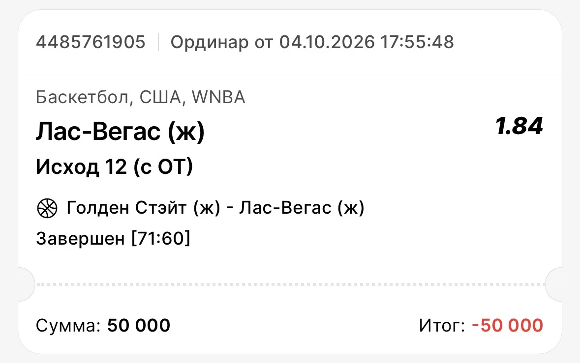 ✖️Наш прогноз Победа «Лас-Вегаса» не прошёл. «Голден Стейт Валькириз» выиграл первый ма...