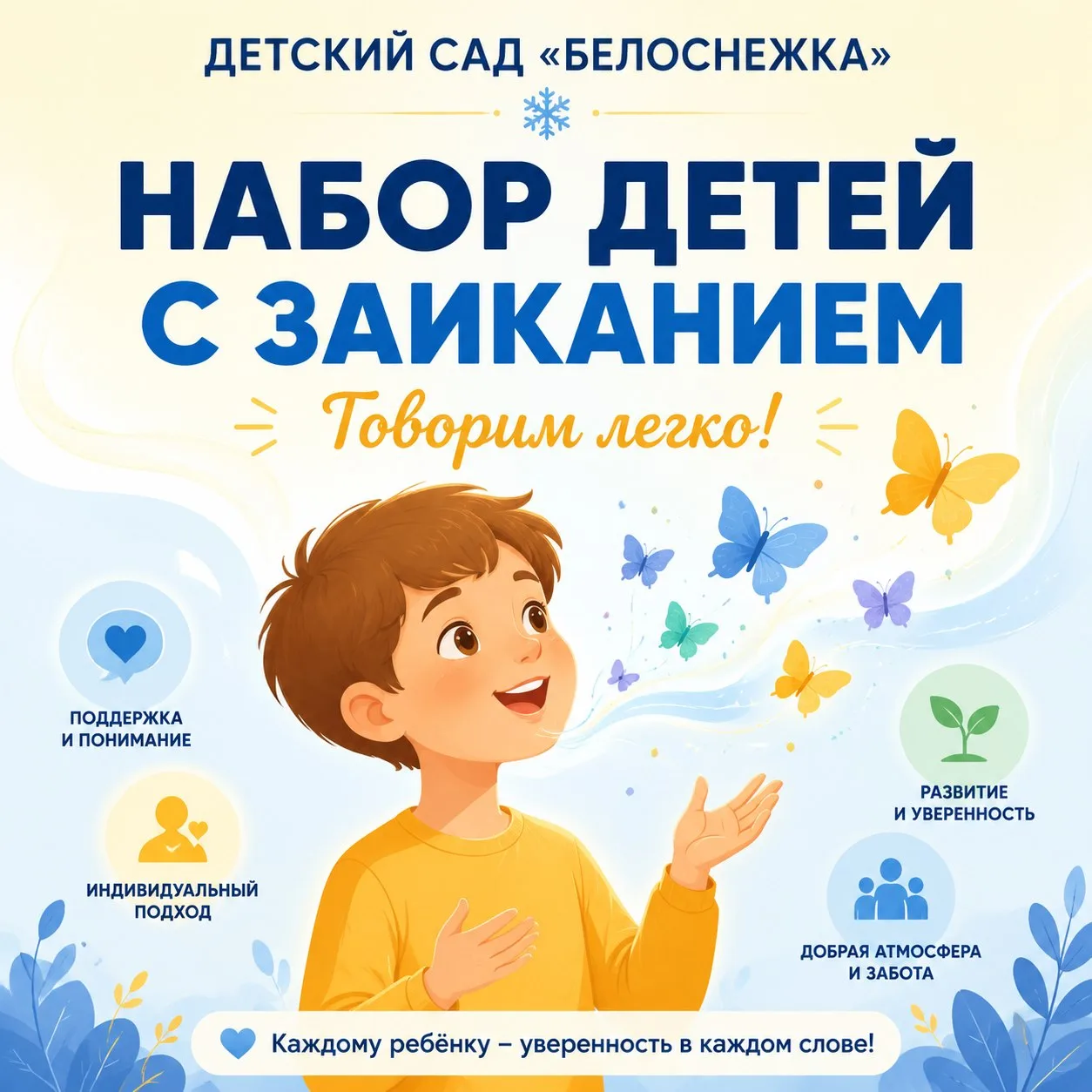 Говорить легко, уверенно и красиво! 🗣️✨ Детский сад «Белоснежка» открывает набор.

Дорогие родители