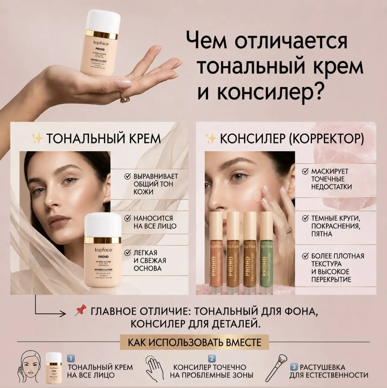 💄 Консилер (корректор) и тональный крем — это не одно и то же!