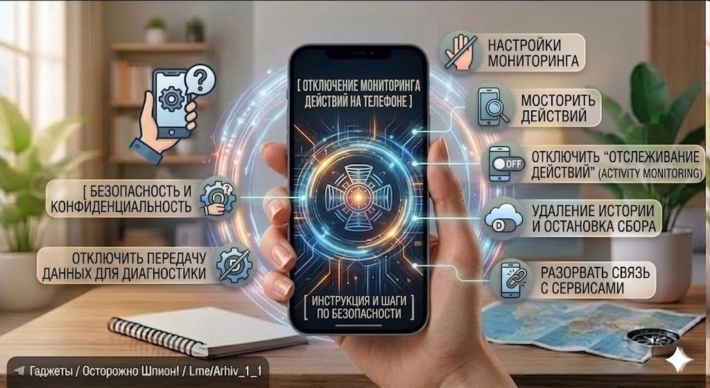 📱 Как отключить мониторинг действий на телефоне  На телефоне есть лазейка, контролирующая ваши дейст