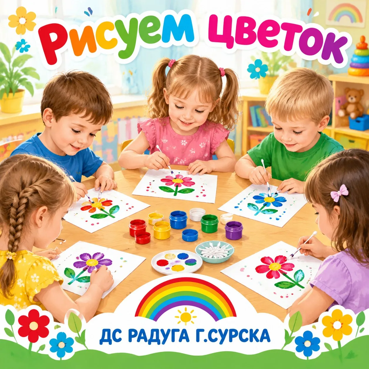 🌼 Дети средней группы детского сада "Радуга" г. Сурска создали удивительные цветы! 🎨