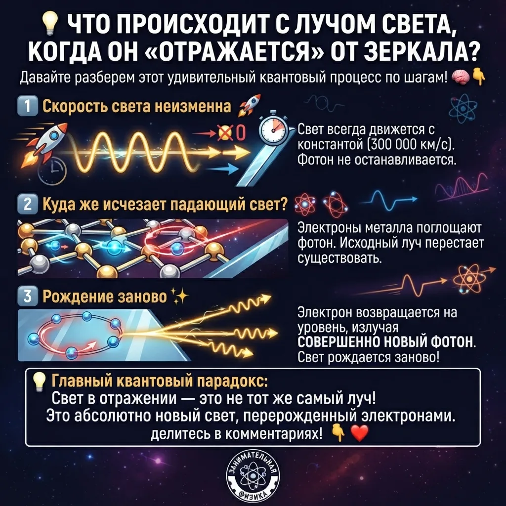 💡 ЧТО ПРОИСХОДИТ С ЛУЧОМ СВЕТА, КОГДА ОН «ОТРАЖАЕТСЯ» ОТ ЗЕРКАЛА?

Каждый раз, глядя в зеркало, мы 