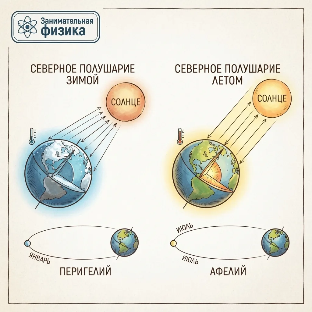 🌍 ПАРАДОКС БЛИЖНЕГО СОЛНЦА: ПОЧЕМУ ЗИМОЙ ХОЛОДНО, ЕСЛИ МЫ К НЕМУ БЛИЖЕ?