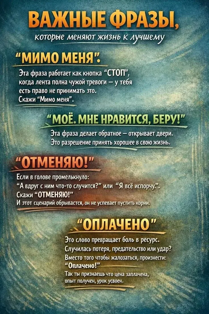 Важные фразы, меняющие жизнь к лучшему... 😀😀😀