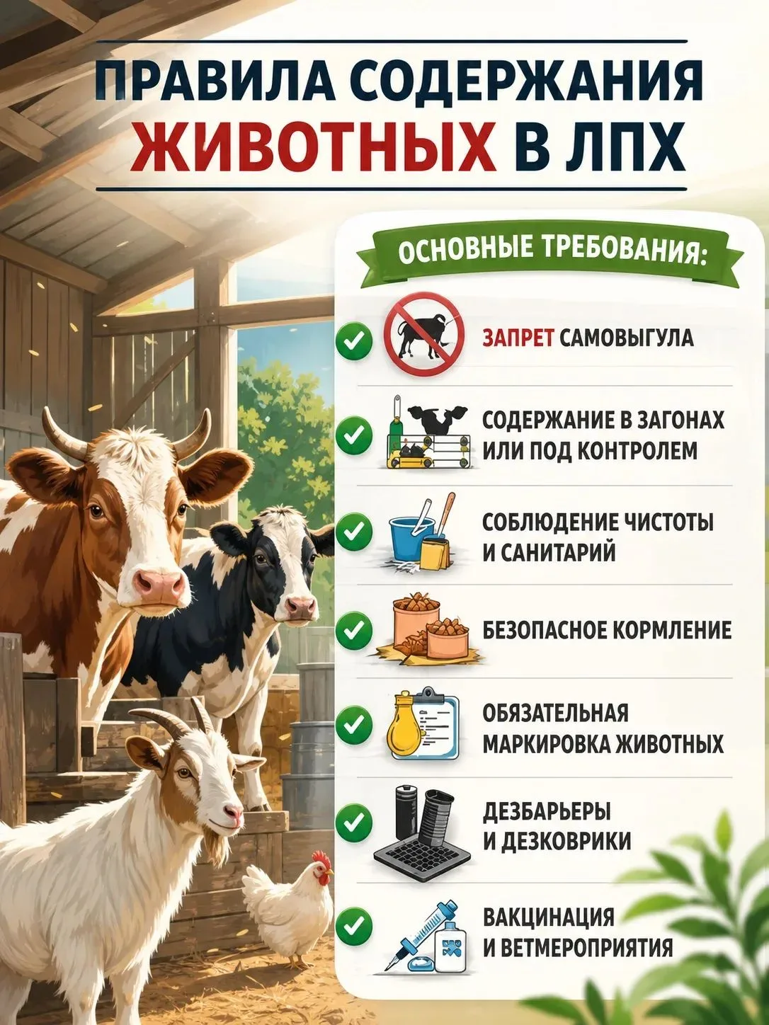 📔Правила содержания сельскохозяйственных животных🐎🐂🐏🐐🐓🪿

🔢Содержание животных в личных подсо