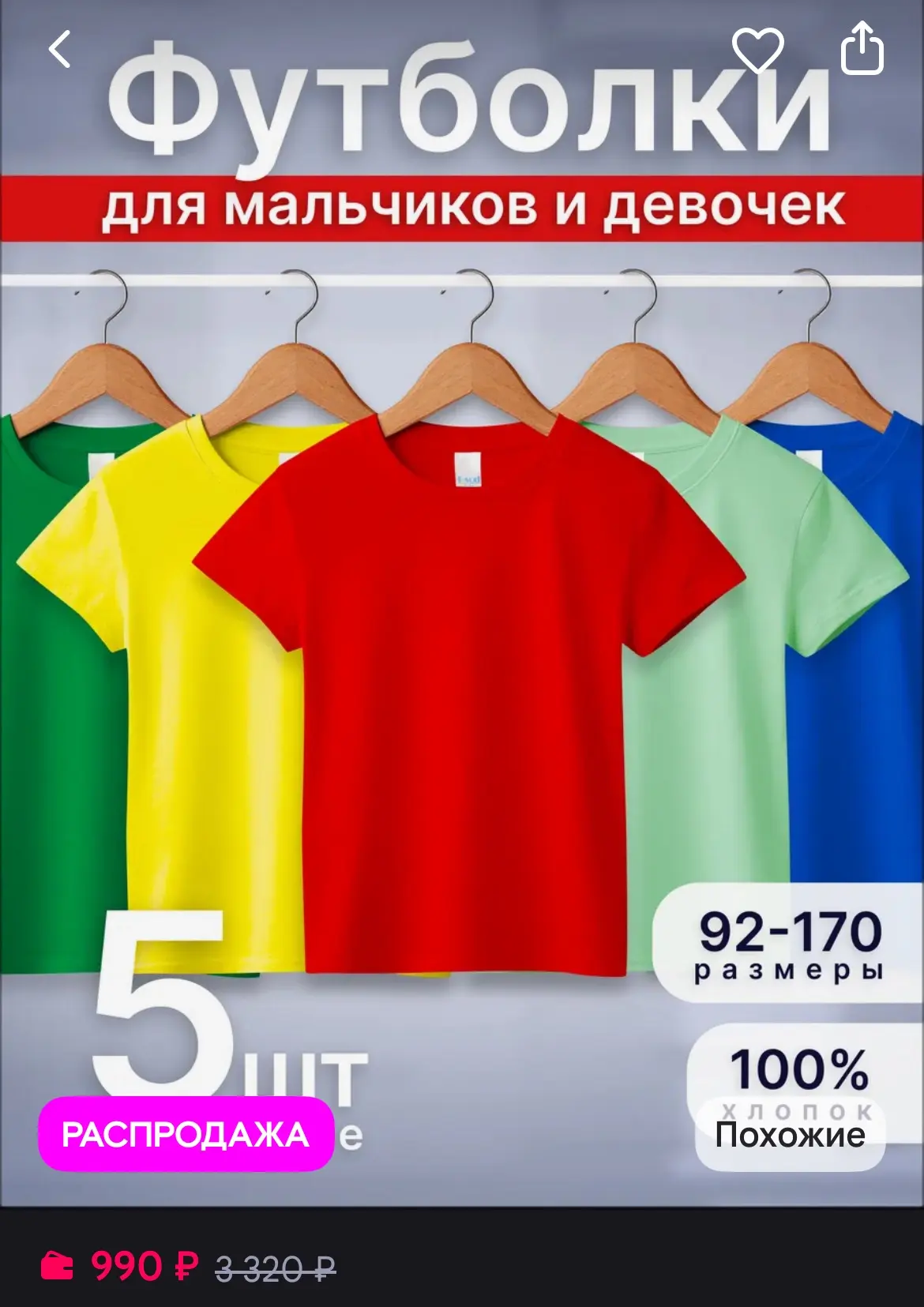Набор детских футболок 5 штук🔥